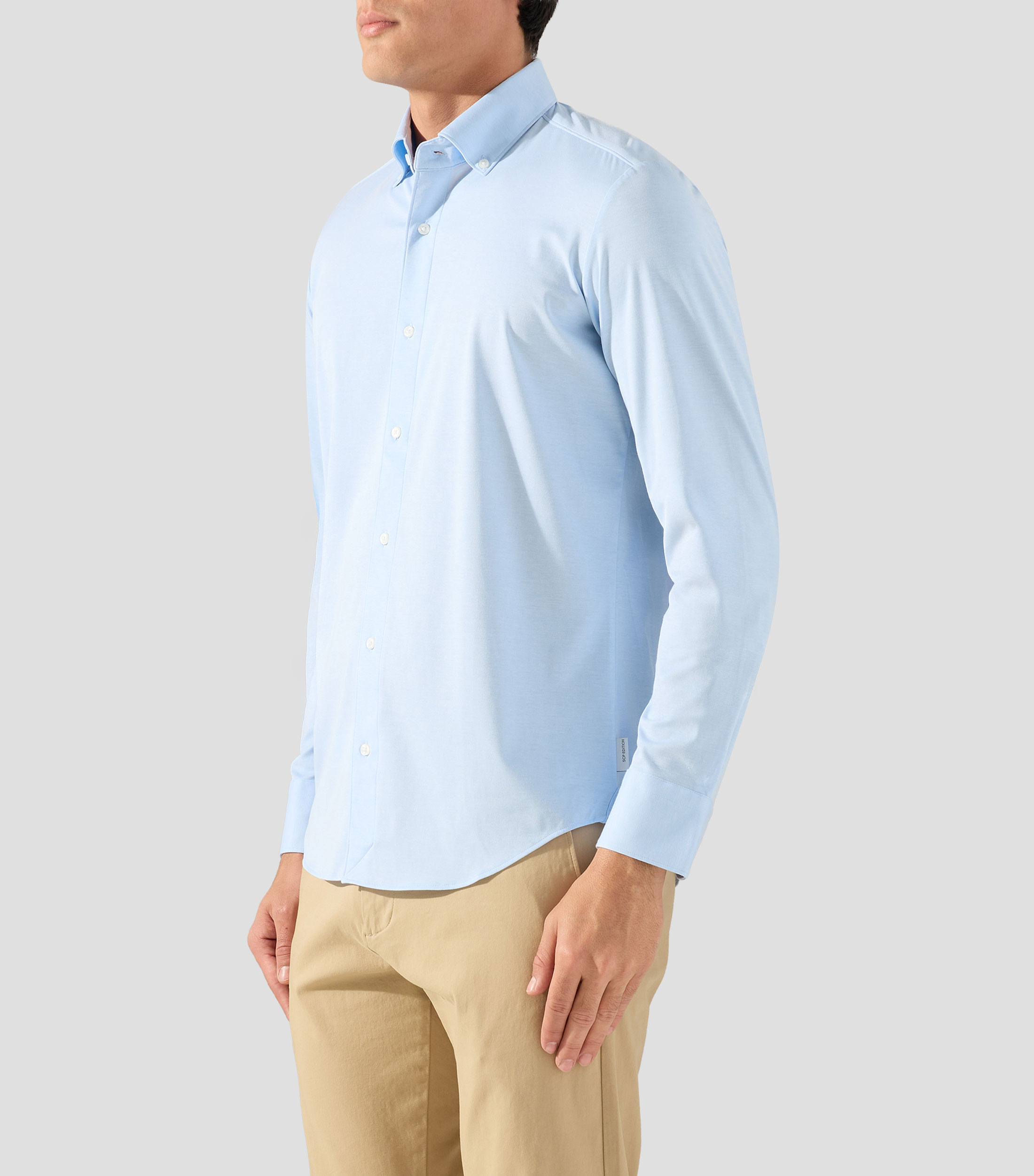 Camisa lisa con manga larga Hombre